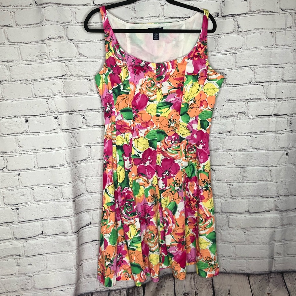 Chaps bright floral sleeveless dress size 14